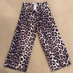 EUC Ganni wide leg leopard jeans